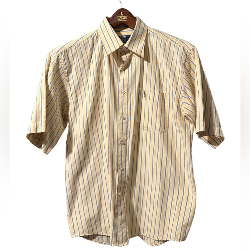 Polo Ralph Lauren Classic Fit Yellow Striped Short Sleeve Button Down Men’s L
